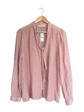 NWT LOFT Blush Swiss Dot Blouse